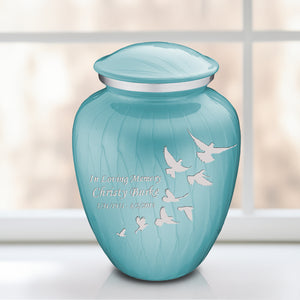 Adult Embrace Pearl Light Blue Doves Cremation Urn