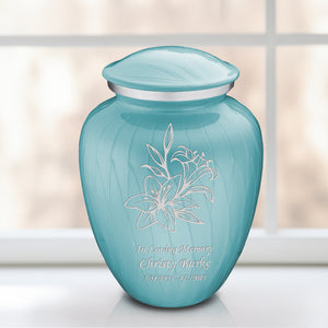 Adult Embrace Pearl Light Blue Lily Cremation Urn