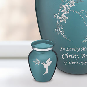 Keepsake Embrace Teal Hummingbird Cremation Urn