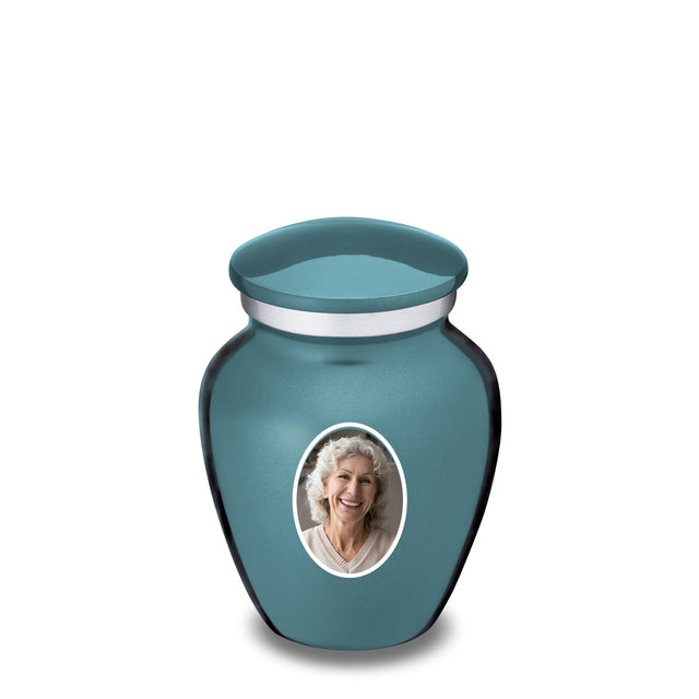 Keepsake Embrace Teal Portrait Cremation Urn