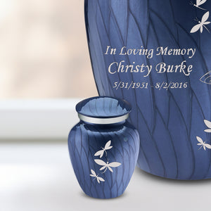 Keepsake Embrace Pearl Cobalt Blue Dragonflies Cremation Urn