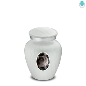 Keepsake Pet Embrace Pearl White Portrait Cremation Urn