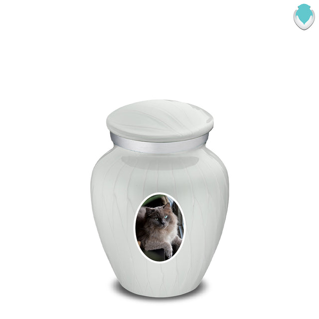 Keepsake Pet Embrace Pearl White Portrait Cremation Urn