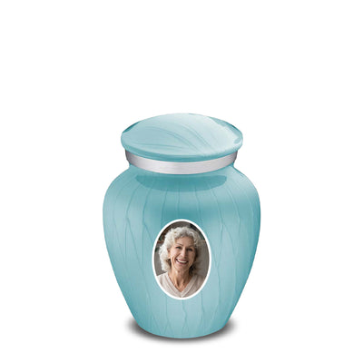 Keepsake Embrace Pearl Light Blue Portrait Cremation Urn