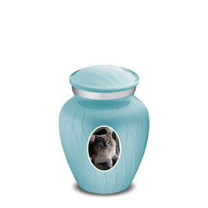 Keepsake Pet Embrace Pearl Light Blue Portrait Cremation Urn