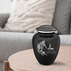 Medium Embrace Black Fishing Cremation Urn