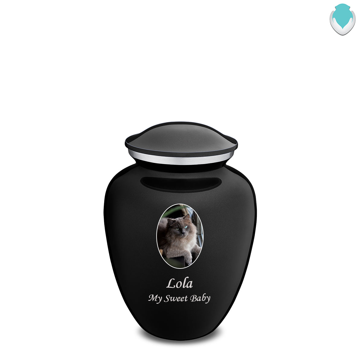 Medium Pet Embrace Black Portrait Cremation Urn