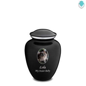 Medium Pet Embrace Black Portrait Cremation Urn