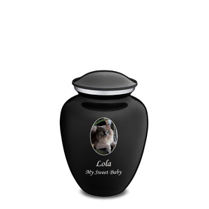 Medium Pet Embrace Black Portrait Cremation Urn