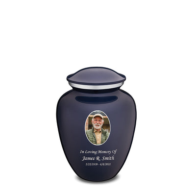 Medium Embrace Cobalt Blue Portrait Cremation Urn