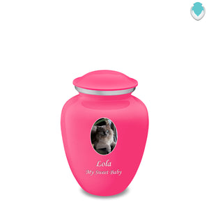 Medium Pet Embrace Bright Pink Portrait Cremation Urn