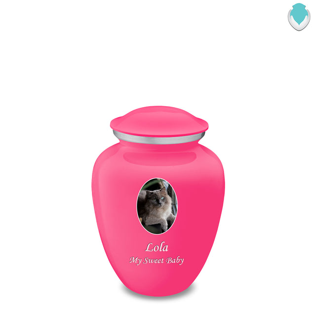 Medium Pet Embrace Bright Pink Portrait Cremation Urn