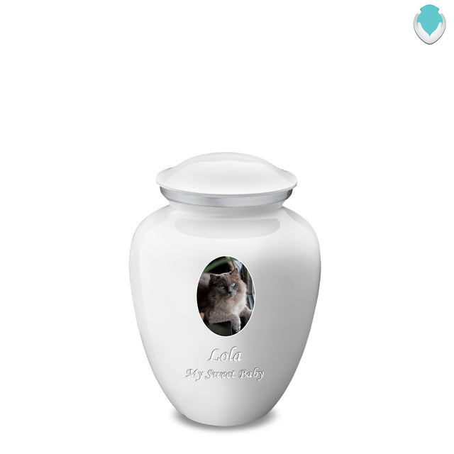 Medium Pet Embrace White Portrait Cremation Urn