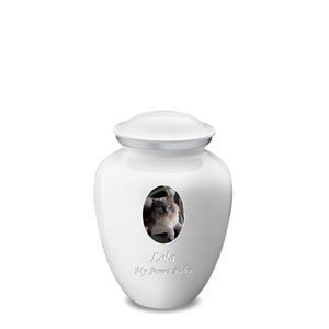 Medium Pet Embrace White Portrait Cremation Urn