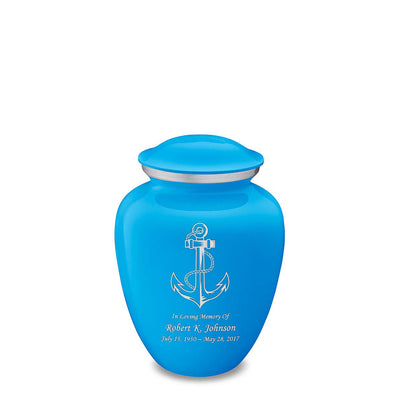 Medium Embrace Racing Blue Anchor Cremation Urn