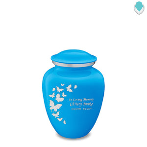 Medium Embrace Racing Blue Butterfly Cremation Urn