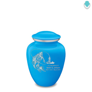 Medium Embrace Racing Blue Fishing Cremation Urn