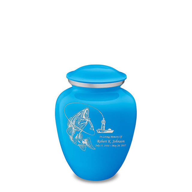 Medium Embrace Racing Blue Fishing Cremation Urn