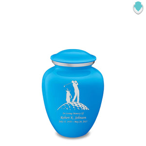 Medium Embrace Racing Blue Golfer Cremation Urn