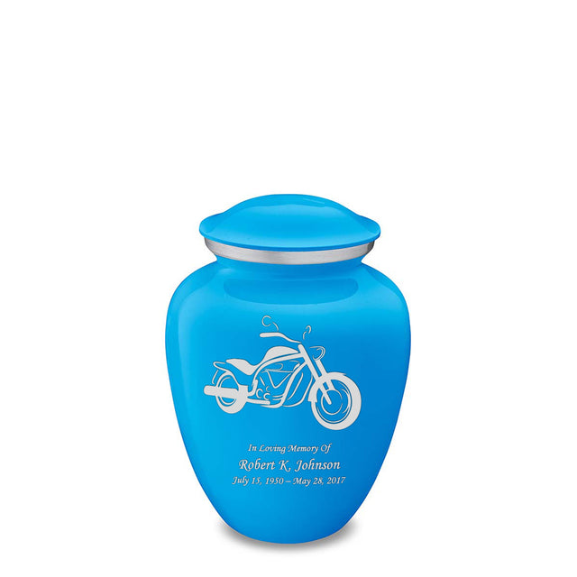 Medium Embrace Racing Blue Motorcycle Cremation Urn