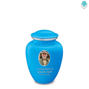 Medium Embrace Racing Blue Portrait Cremation Urn