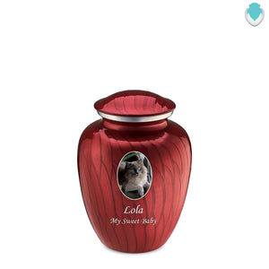 Medium Pet Embrace Pearl Candy Red Portrait Cremation Urn