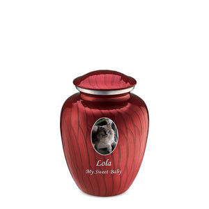 Medium Pet Embrace Pearl Candy Red Portrait Cremation Urn