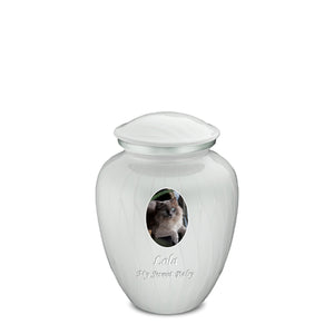 Medium Pet Embrace Pearl White Portrait Cremation Urn