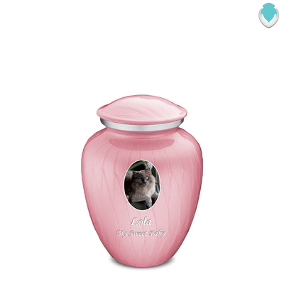 Medium Pet Embrace Pearl Pink Portrait Cremation Urn