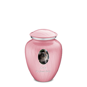 Medium Pet Embrace Pearl Pink Portrait Cremation Urn