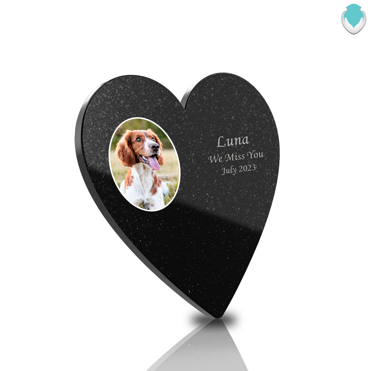 Custom Printed Pet Picture Black Granite Plaque - Heart