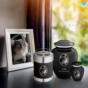 Adult Pet Embrace Black Portrait Cremation Urn