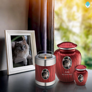 Adult Pet Embrace Pearl Candy Red Portrait Cremation Urn