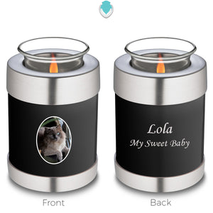 Candle Holder Pet Embrace Black Portrait Cremation Urn