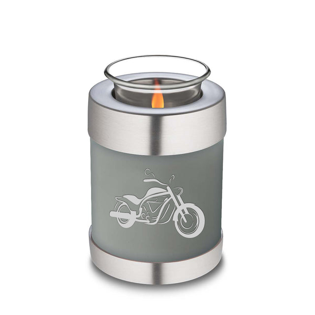 Candle Holder Embrace Slate Grey Motorcycle Cremation Urn