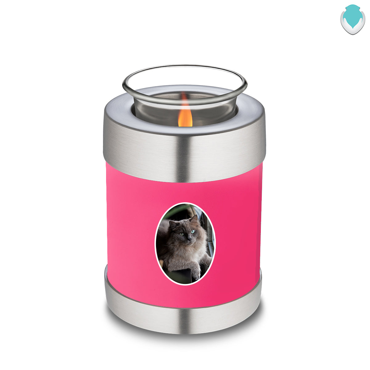 Candle Holder Pet Embrace Bright Pink Portrait Cremation Urn