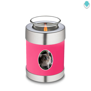 Candle Holder Pet Embrace Bright Pink Portrait Cremation Urn