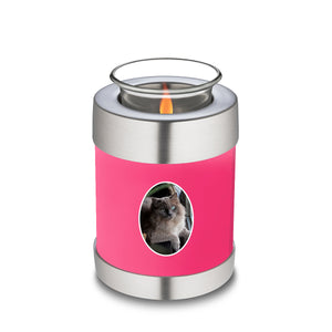 Candle Holder Pet Embrace Bright Pink Portrait Cremation Urn