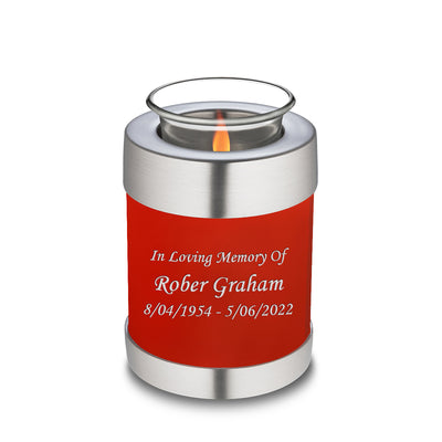 Candle Holder Embrace Bright Red Custom Engraved Text Cremation Urn