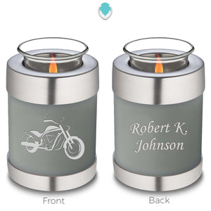 Candle Holder Embrace Slate Grey Motorcycle Cremation Urn