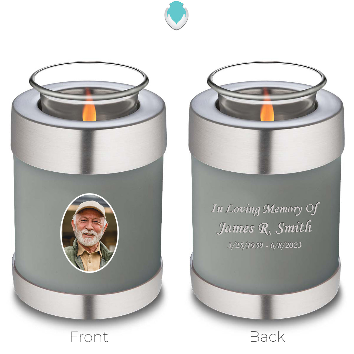 Candle Holder Embrace Slate Grey Portrait Cremation Urn