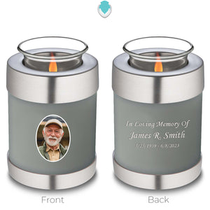 Candle Holder Embrace Slate Grey Portrait Cremation Urn