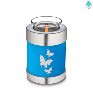 Candle Holder Embrace Racing Blue Butterfly Cremation Urn