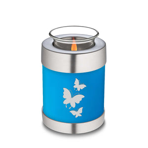 Candle Holder Embrace Racing Blue Butterfly Cremation Urn