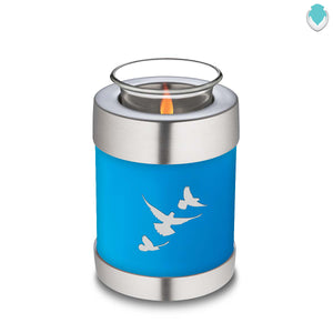 Candle Holder Embrace Racing Blue Doves Cremation Urn