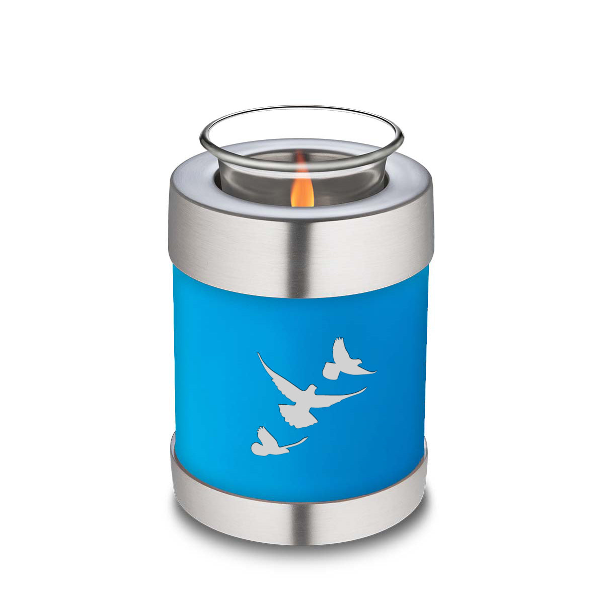 Candle Holder Embrace Racing Blue Doves Cremation Urn