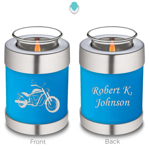 Candle Holder Embrace Racing Blue Motorcycle Cremation Urn