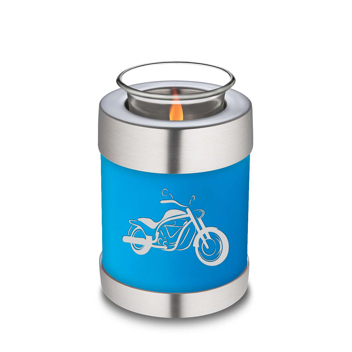 Candle Holder Embrace Racing Blue Motorcycle Cremation Urn