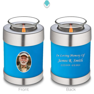 Candle Holder Embrace Racing Blue Portrait Cremation Urn