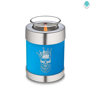 Candle Holder Embrace Racing Blue Skull Cremation Urn